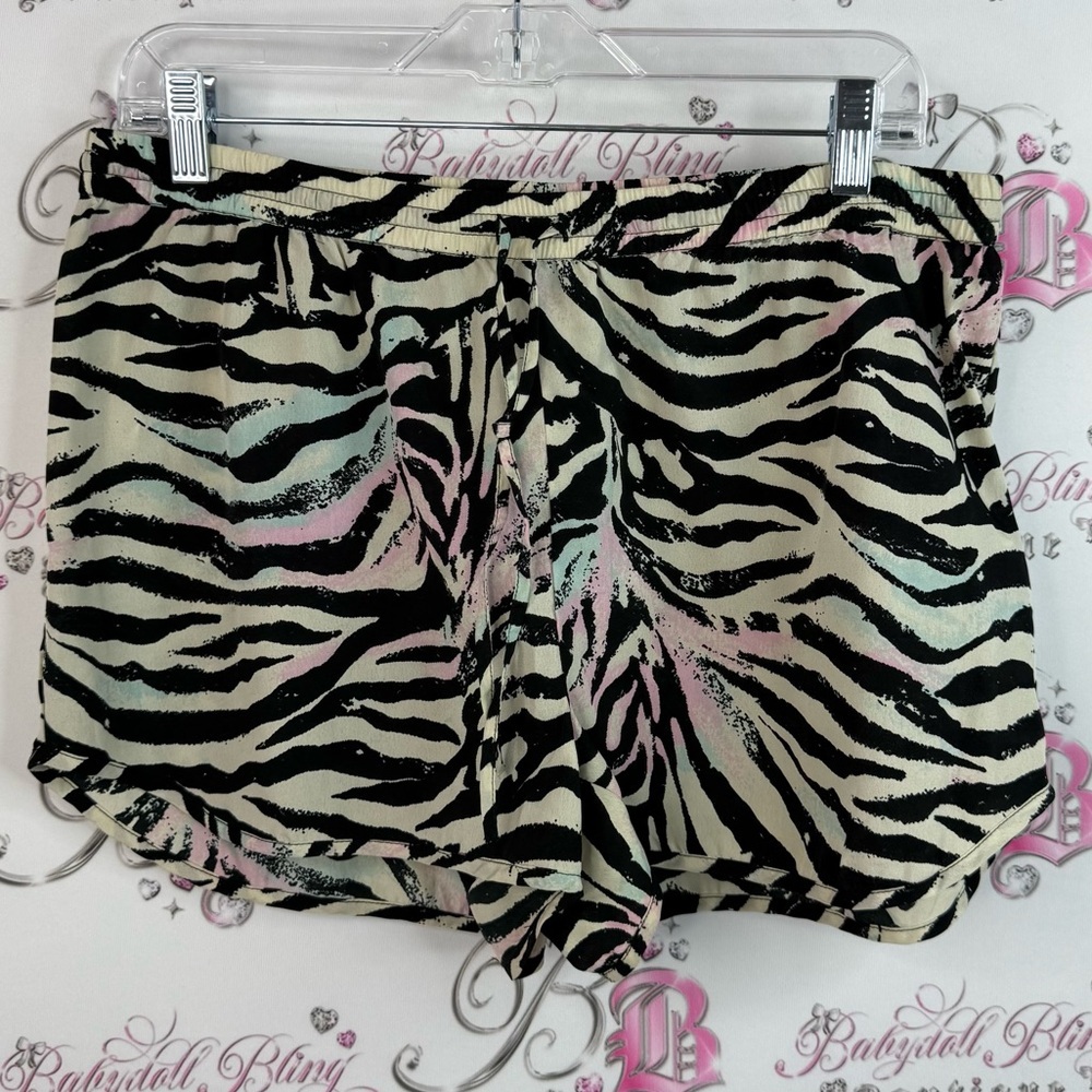 Vero Moda shorts, rainbow Zebra Print Athletic Shorts - Black and Cream